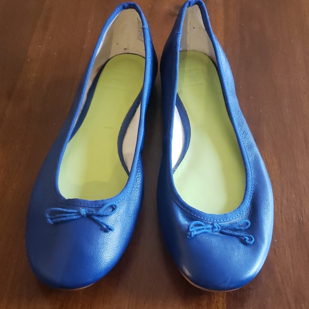 Blue Leather Ballet Flats